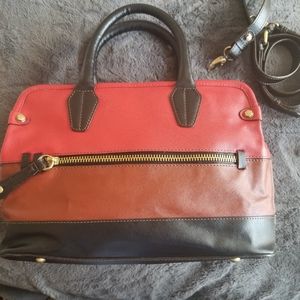 New Oryany Red, Brown, & Black Saffiano leather crossbody